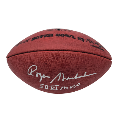 Roger Staubach Autographed Dallas Cowboys Super Bowl VI Football W/ SB VI MVP Beckett Witnessed