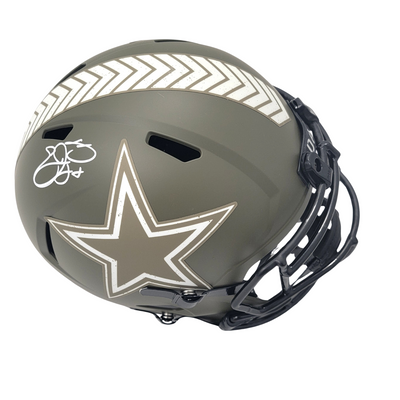 Emmitt Smith Autographed Dallas Cowboys Salute To Service Replica Helmet Beckett Authenticated
