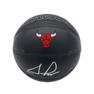 Scottie Pippen Autographed Chicago Bulls Black Wilson Logo NBA Basketball Beckett Witnessed
