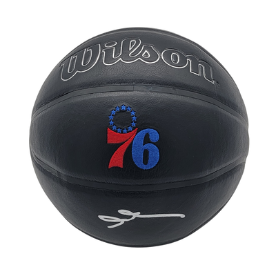 Allen Iverson Autographed Philadelphia 76ers Black Logo Wilson Basketball Beckett Witnessed
