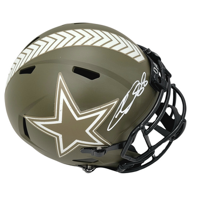 CeeDee Lamb Autographed Dallas Cowboys Salute To Service Replica Helmet Fanatics Authentic