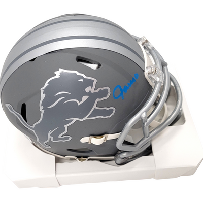 Jameson Williams Autographed Detroit Lions Slate Mini Helmet Beckett Witnessed
