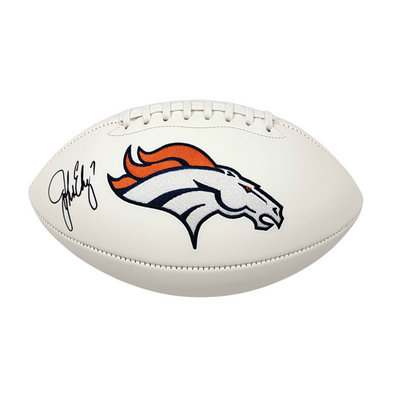 John Elway Autographed Denver Broncos Logo Football Beckett Witnessed
