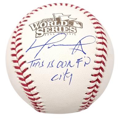 David Ortiz Autographed Boston Red Sox 2013 World Series Baseball W/ This is Our F'n City Beckett Witnessed