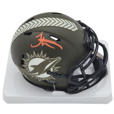 Tyreek Hill Autographed Miami Dolphins Riddell Salute to Service Mini Helmet Beckett Witnessed
