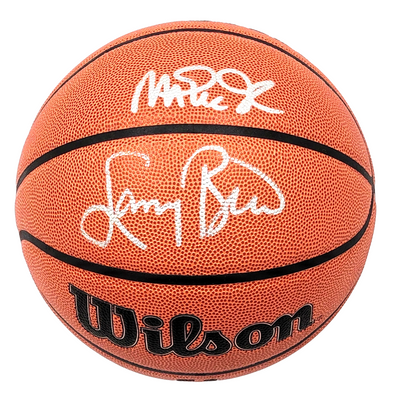 Larry Bird & Magic Johnson Autographed Celtics Lakers Wilson NBA Basketball Beckett Witnessed
