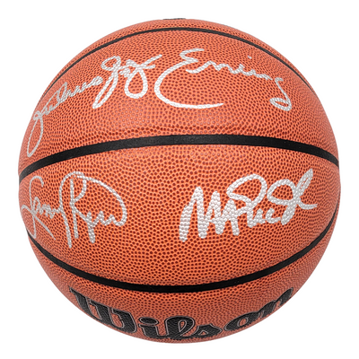 Larry Bird Magic Johnson & Julius Erving Autographed Celtics Lakers 76ers Wilson NBA Basketball Beckett Witnessed