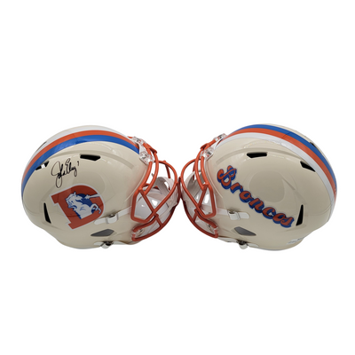 John Elway Autographed Denver Broncos Retro Replica Helmet Beckett Witnessed