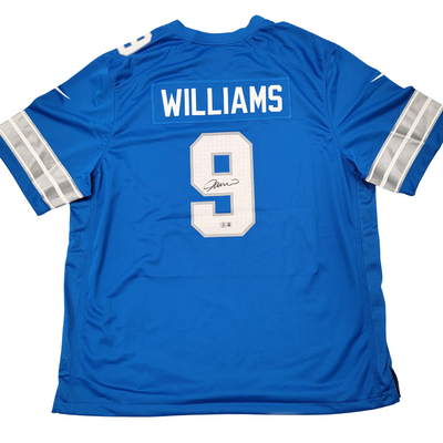 Jameson Williams Autographed Detroit Lions 2024 Nike Blue Game Jersey Beckett Witnessed