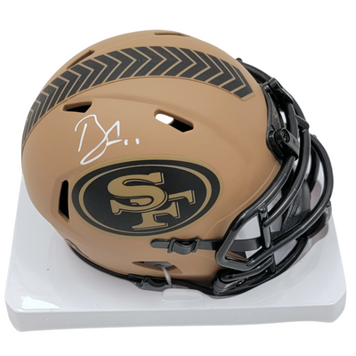 Brandon Aiyuk Autographed San Francisco 49ers 2023 STS Speed Mini Helmet Beckett Witnessed