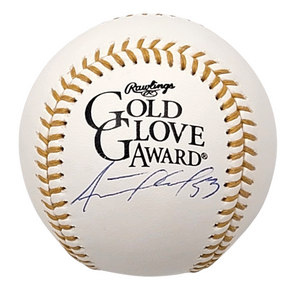 Adolis Garcia Autographed Texas Rangers Gold Glove Baseball  Beckett Witnessed