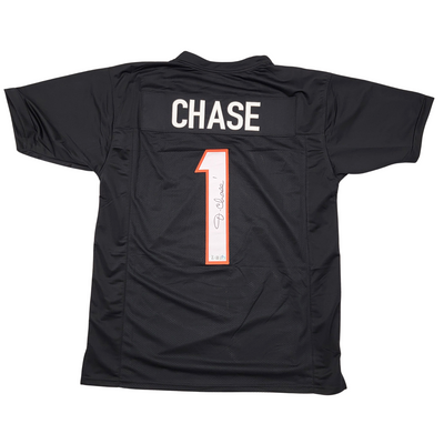 Ja'Marr Chase Autographed Cincinnati Bengals Pro Style Black Jersey Beckett Witnessed