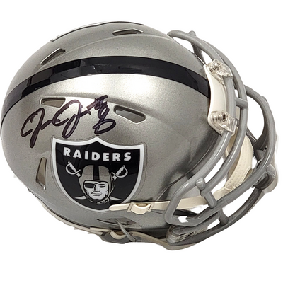Josh Jacobs Autographed Las Vegas Raiders Speed Flash Mini Helmet Beckett Witnessed