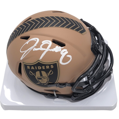 Josh Jacobs Autographed Las Vegas Raiders 2023 STS Salute To Service Mini Helmet Beckett Witnessed