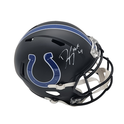 Dwight Freeney Autographed Indianapolis Colts 2021 ALT Black Replica Helmet Beckett Witnessed