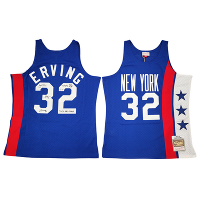 Julius Dr. J Erving Autographed ABA New York Nets 1973-74 Mitchell & Ness Swingman Jersey W/ Inscriptions Beckett Witnessed