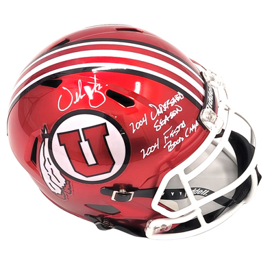 Urban Meyer Autographed Utah Utes Replica Helmet W/ 2004 Inscriptions Beckett Witnessed