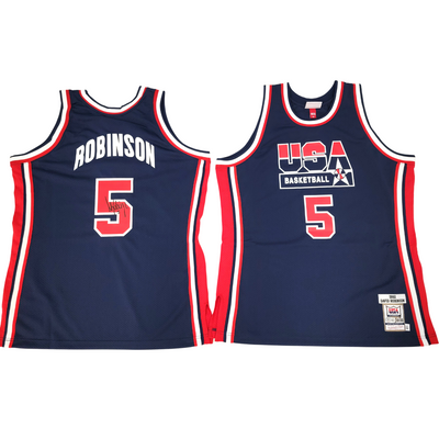 David Robinson Autographed Spurs 1992 USA Dream Team Blue Mitchell & Ness Authentic Jersey Beckett Witnessed