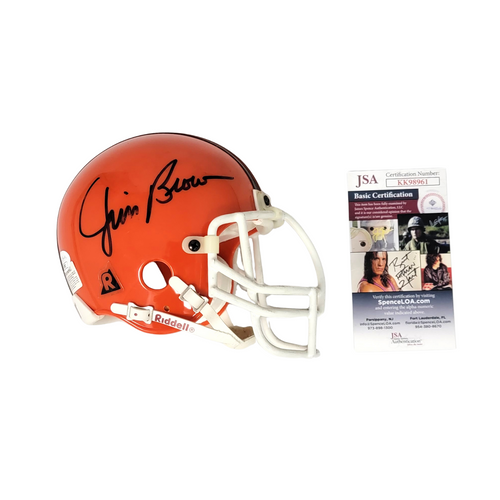 browns football helmets Jim Brown Autographed Cleveland Browns Mini Helmet JSA Authenticated K