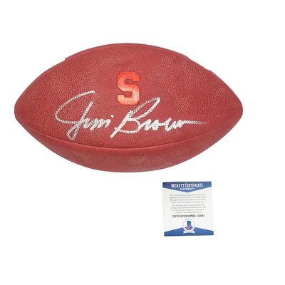 Jim Brown Autographed Syracuse Nike NCAA Football Beckett Authenticated