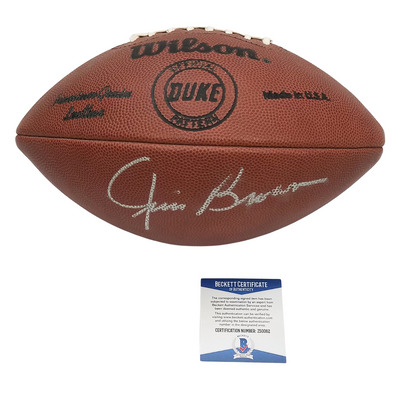 Jim Brown Autographed Cleveland Browns The Duke NFL Football Beckett Authenticated Z50062