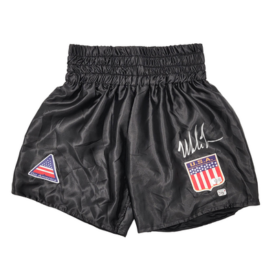 Mike Tyson Autographed U.S.A. Black Boxing Trunks Beckett Witnessed