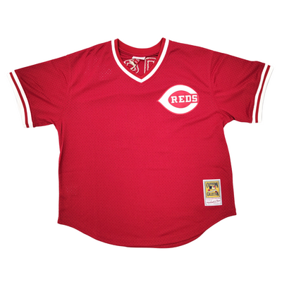 Pete Rose Autographed Cincinnati Reds 1984 Mitchell & Ness Cooperstown Collection Red Jersey W/ Hit King Beckett Witnessed