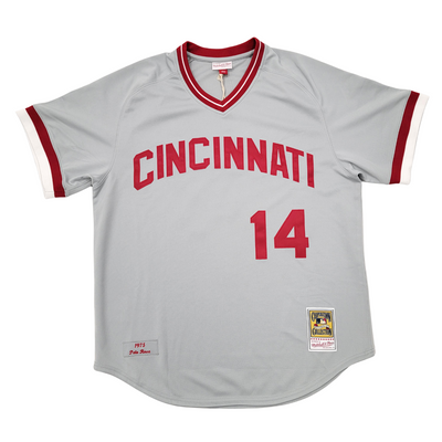 Pete Rose Autographed Cincinnati Reds 1975 Mitchell & Ness Gray Authentic Jersey W/ 4 Inscriptions Beckett Witnessed
