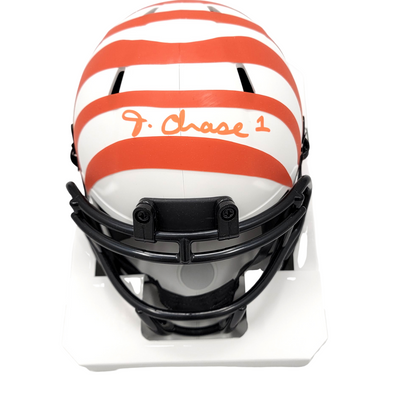 Ja'Marr Chase Autographed Cincinnati Bengals Lunar Eclipse Mini Helmet Beckett Witnessed
