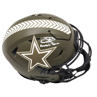 Emmitt Smith Autographed Dallas Cowboys Riddell Salute To Service Speed Flex Helmet W/America's Team Beckett Witnessed