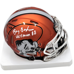 Barry Sanders Autographed Oklahoma State Cowboys Pistol Pete Mini Helmet W/ Heisman 88 Beckett Witnessed
