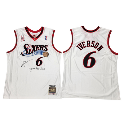 Allen Iverson & Julius Erving Autographed Philadelphia 76ers 2002 All Star Game Mitchell & Ness Authentic Jersey Beckett Witnessed