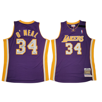 Shaquille O'Neal Autographed Los Angeles Lakers Purple LTD ED 1999-00 Mitchell & Ness Authentic Jersey Beckett Witnessed