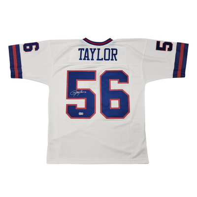 Lawrence Taylor Autographed New York Giants Mitchell & Ness White Jersey Beckett Witnessed