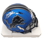 Penei Sewell Autographed Detroit Lions 2024 Blue ALT Mini Helmet Beckett Witnessed
