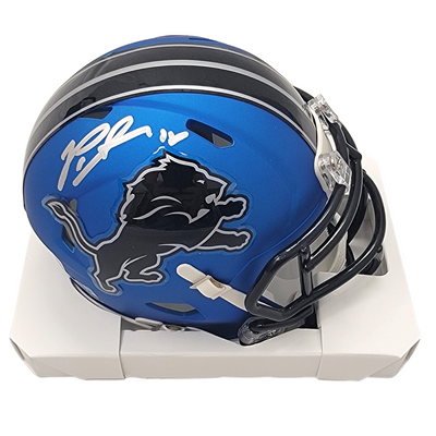 Penei Sewell Autographed Detroit Lions 2024 Blue ALT Mini Helmet Beckett Witnessed