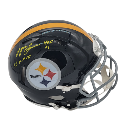 Lynn Swann Autographed Pittsburgh Steelers Authentic T/B Helmet W/ HOF 01 SB X MVP Beckett Witnessed