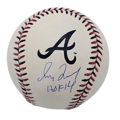Greg Maddux Autographed Atlanta Braves OML Logo Baseball W/HOF 14 Beckett Witnessed