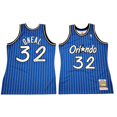 Shaquille O'Neal Autographed Orlando Magic Blue 1994-95 Mitchell & Ness Authentic Jersey W/ 92 #1 Pick & 93 ROY PSA/DNA ITP