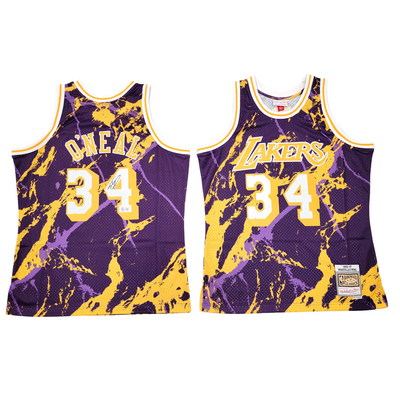 Shaquille O'Neal Autographed Los Angeles Lakers 1996-97 Mitchell & Ness Marble Jersey Beckett Witnessed
