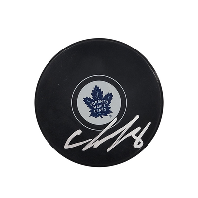 Chris Tanev Autographed Toronto Maple Leafs Logo Hockey Puck Beckett Authenticated