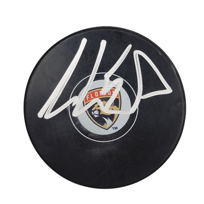 Aaron Ekblad Autographed Florida Panthers Logo Hockey Puck Beckett Authenticated