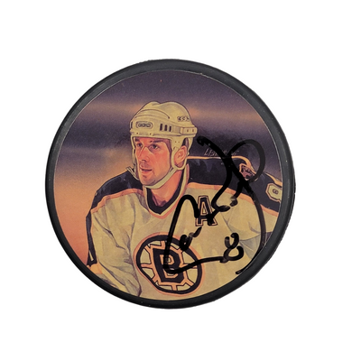 Cam Neely Autographed Boston Bruins Photo Hockey Puck Beckett Authenticated