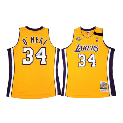 Shaquille O'Neal Autographed Los Angeles Lakers 1999-00 Gold Mitchell & Ness Authentic Jersey PSA/DNA ITP