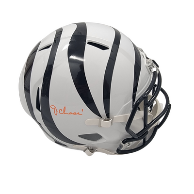 Ja'Marr Chase Autographed Cincinnati Bengals 2022 White ALT Replica Helmet Beckett Witnessed