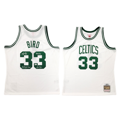 Larry Bird Kevin McHale Robert Parish Autographed Boston Celtics White Mitchell & Ness Swingman Jersey W/ 81,84,86 Champs Beckett Witnessed