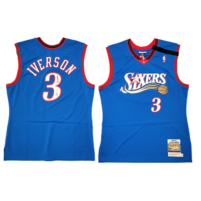 Allen Iverson Autographed Philadelphia 76ers Blue 1999-00 Mitchell & Ness Authentic Jersey W/ The Answer Beckett Witnessed