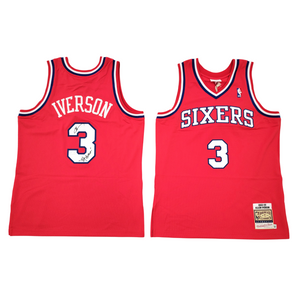 Allen Iverson Autographed Philadelphia 76ers Red 2002-03 Mitchell & Ness Authentic Jersey W/ The Answer Beckett Witnessed