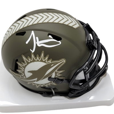 Tyreek Hill Autographed Miami Dolphins Riddell Salute to Service Mini Helmet Beckett Witnessed