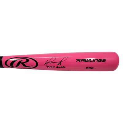 David Ortiz Autographed Boston Red Sox Rawlings Pink Bat W/ F Cancer Beckett Authenticated